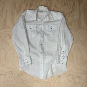 Vintage H Bar C California Ranchwear White Pearl Snap Western Shirt Mens 16 x 33